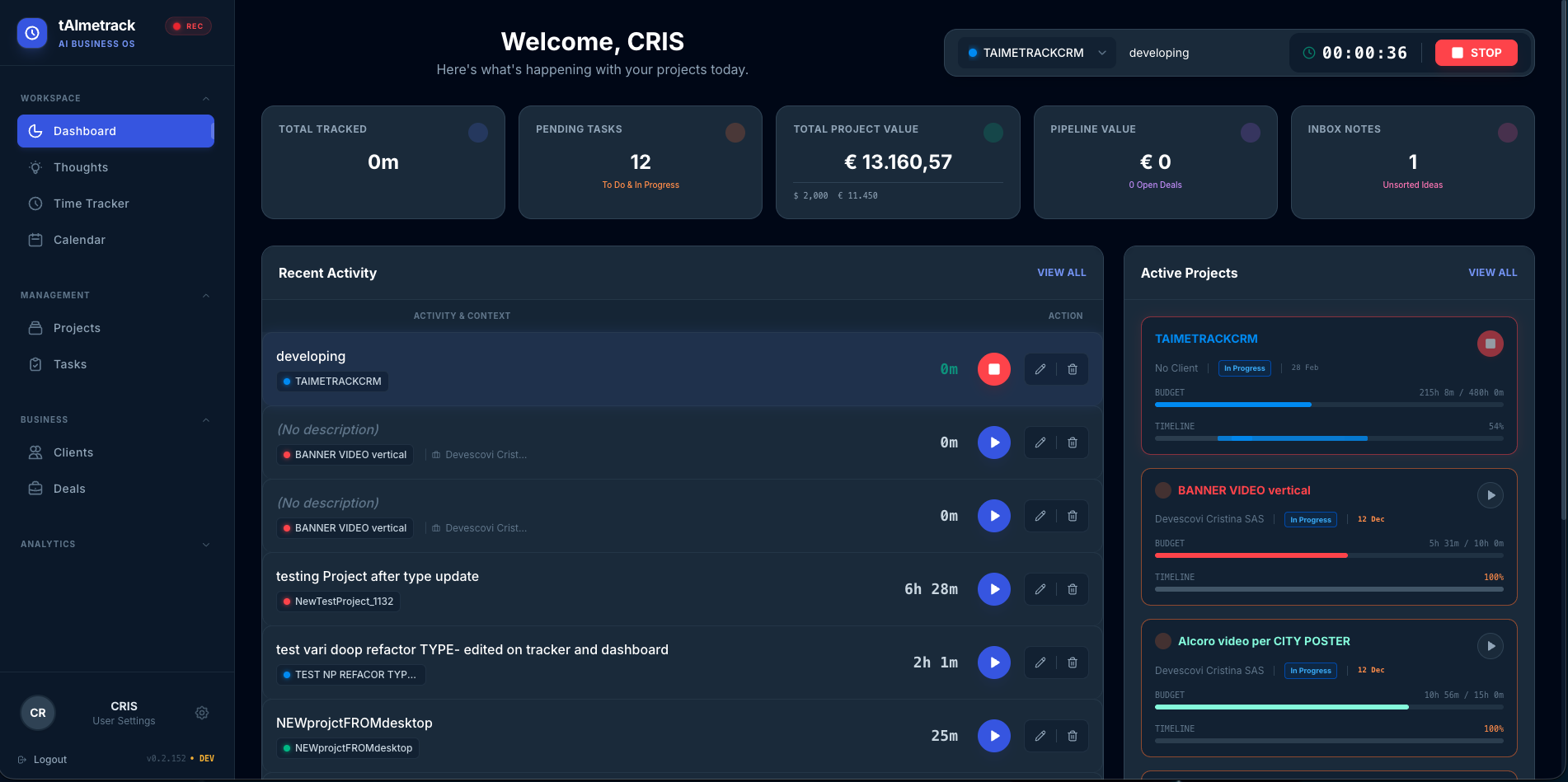 tAImetrack Interface Preview
